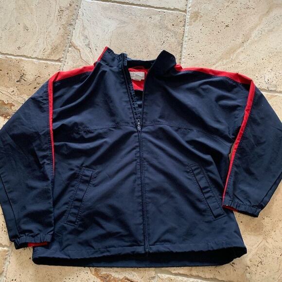 Cutter & Buck men’s windbreaker Zip up jacket SZ large Golf Navy & Red - Picture 7 of 9